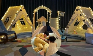 Đàm Thu Trang chuẩn bị cho hai con khu cắm trại lung linh ngay biệt thự triệu đô