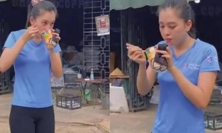 Ăn mì tôm bên thùng rác, Hoa hậu Tiểu Vy vẫn xinh đẹp thu hút mọi ánh nhìn