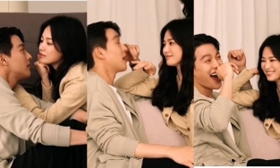 Jang Ki Yong ngượng ngùng khi 'chị đẹp' Song Hye Kyo 'nựng yêu' ở hậu trường