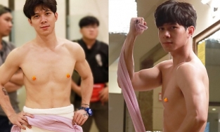 'Bố bỉm tin đồn' Anh Tú khoe hình thể 'múi sầu riêng' trong hậu trường phim mới