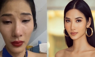 Nửa đêm, Hoàng Thùy livestream khóc sưng mắt