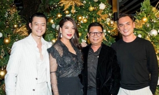 Anh Dũng xách túi cho bạn gái đại gia Trương Ngọc Ánh tại sự kiện mừng Giáng sinh