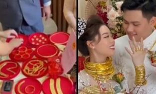 'Cô dâu vàng' mở bát năm 2022: Được mẹ tặng 1 kg vàng, 1 xe Camry đời mới, nhiều sổ đỏ