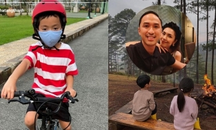 Con trai Hà Tăng dù đeo khẩu trang kín mít vẫn lộ điểm nhìn là biết con Louis