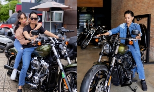 Chồng trẻ vừa giành HCV, Khánh Thi tặng ngay xe motor tiền tỷ