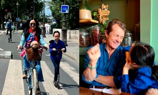 Diva Hồng Nhung hạnh phúc bên con và bạn trai tại Paris