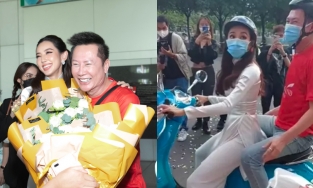 Hoa hậu Thuỳ Tiên lái xe máy chở chủ tịch Miss Grand đi dạo phố Sài Gòn