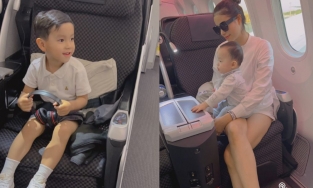 Hoa hậu Phạm Hương và 2 con trai đang trên đường về Việt Nam?