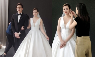 Trọn bộ ảnh hậu trường chụp hình cưới ngọt ngào của Huyền Lizzie và Đình Tú 