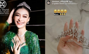 Á hậu Kiều Loan làm hỏng vương miện Tiara, nhìn như đồ mĩ kí