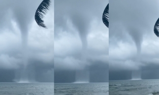 Vòi rồng kích thước cực đại xuất hiện trên biển Phú Quốc