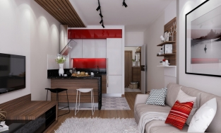 Căn hộ 30m² rực rỡ 2 tông màu trắng - đỏ của cô nàng độc thân