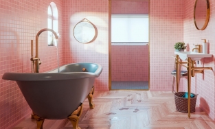 10 phòng tắm tone hồng không hề “bánh bèo' mà vô cùng sang chảnh!