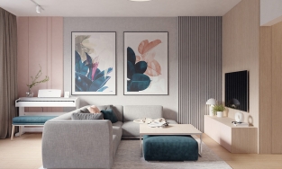 2 căn hộ ngọt ngào và êm ái với nội thất tông màu hồng và xanh lam