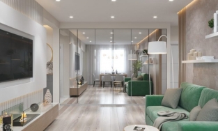 Căn hộ 89m² hiện đại và dễ ứng dụng nhờ hệ cửa trượt bằng gương thông minh