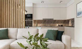 Căn hộ 93m² với sắc màu tự nhiên cùng kết cấu vật liệu gỗ và đá tuyệt đẹp