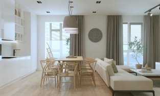 Phòng khách kết hợp phòng ăn tuyệt đẹp nhờ thiết kế mở thực tế, dễ áp dụng