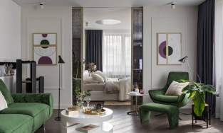 Căn hộ 64m² sang trọng của cô gái trẻ với cách phối màu xanh lá cây - tím - xám cực kỳ độc đáo