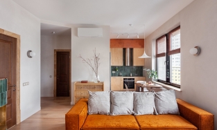 Đẹp xuýt xoa căn hộ 66m² theo phong cách Scandinavian với điểm nhấn nổi bật màu cam gạch