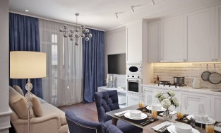 Căn hộ 45m² tươi sáng, nhẹ nhàng với gam màu trắng - xanh lam cho cảm giác bình yên, vững chãi