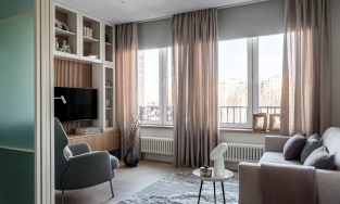 Cải tạo căn hộ 45m² với gam màu xanh ngọc lam nhẹ nhàng cùng hệ thống lưu trữ khéo léo