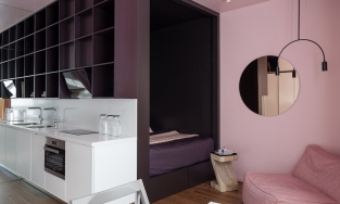 Căn hộ studio 28m² của NTK nội thất với phòng ngủ trong hốc tường, phòng làm việc trong... tủ quần áo