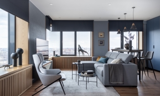 Căn hộ 82m² chất lừ nhờ sự kết hợp giữa xanh lam - xám của cặp vợ chồng son