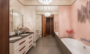 Hồng pastel: Lựa chọn tuyệt vời trang trí cho phòng tắm mùa Thu - Đông thêm ấm áp