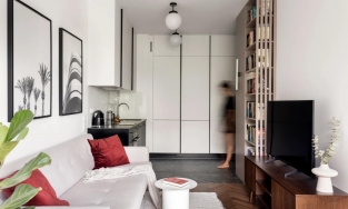 Căn hộ 34m² của chàng độc thân tuổi 30 với gam màu nude và đen sang trọng