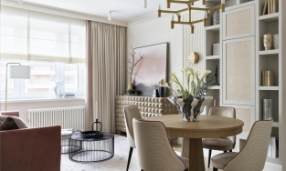 Căn hộ 50m² màu sắc trang nhã, sử dụng thiết kế cửa trượt để phân vùng đẹp mắt