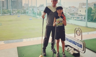 Con trai Lệ Quyên mới 9 tuổi đã đánh golf chuyên nghiệp như người lớn
