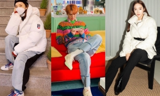 Đa dạng màu sắc với thời trang sao Hàn mùa đông 2020: Người vẫn phối đồ với croptop, người lại diện áo phao bồng bềnh