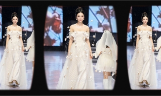 Quỳnh Kool khoe vai trần trong lần đầu diễn thời trang