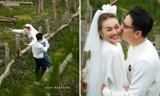 Ảnh cưới Thanh Hằng kỷ niệm 1 tháng kết hôn: Nhạc trưởng bế vợ, cô dâu cười tít vì nụ hôn cực ngọt