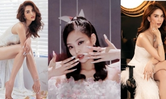 Bắt trend nails dài đính đá, Ngọc Trinh chẳng kém cạnh BLACKPINK
