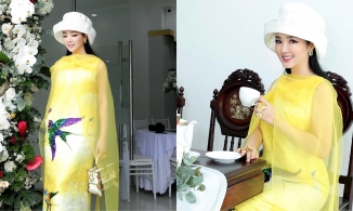 Hoa hậu Giáng My đội mũ to 'chà bá', nổi bật lấn át cả cô dâu