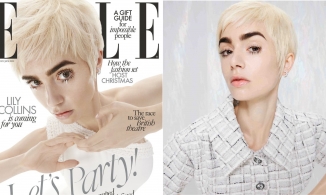 Không thể nhận ra 'Emily in Paris' Lily Collins với mái tóc ngắn bạch kim trên bìa tạp chí Elle