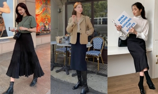 Gợi ý 10 set đồ chuẩn sang-xịn-mịn với chân váy đen giúp chị em xoá tan nỗi lo bị cộng thêm vài tuổi