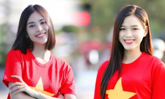 Hoa hậu Đỗ Thị Hà đọ sắc 'bất phân thắng bại'  bên đàn chị Tiểu Vy