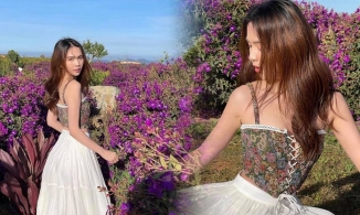 Ngọc Trinh 'ngoan' đến lạ, vứt bỏ xiêm y cắt xẻ táo bạo thay bằng loạt đầm 'nàng thơ'