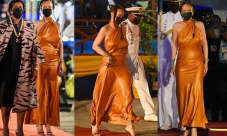 Đi nhận danh hiệu Anh hùng dân tộc nhưng Rihanna lại 'thả rông' lộ điểm nhạy cảm