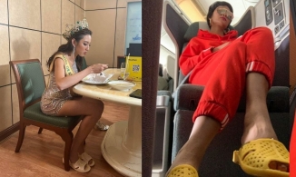 Khi Hoa hậu mê dép tổ ong: Thùy Tiên gây cười, một người còn hồn nhiên xỏ lên khoang thương gia