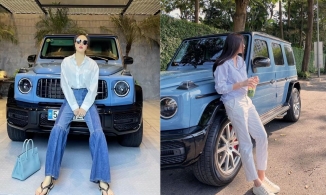 Đi giày bệt để cân xứng với chồng nhưng Đàm Thu Trang vẫn trông cao ráo hơn thực tế