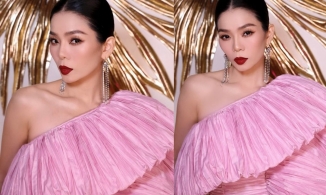 Qua rồi thời bị chê rườm rà, kém sang, Lệ Quyên đã lấy lại phong độ khi mặc màu hồng