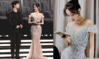 Địch Lệ Nhiệt Ba hoá nữ thần long lanh ngày đầu năm nhờ mặc váy của một NTK Việt