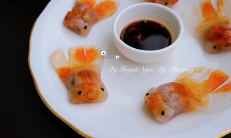 Mẹ Việt hướng dẫn cách làm há cảo tôm thịt hình cá vàng vô cùng sống động