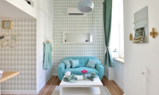 Căn hộ 19m² đẹp xuất thần nhờ gam màu xanh nền nhã