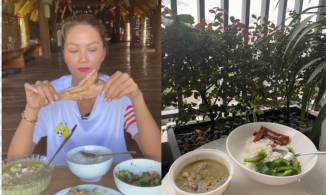 H’Hen Niê mang cơm ra ban công ăn, Phương Ly làm bánh gạo chiên kiểu Việt