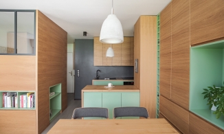 Căn hộ studio 30m² tiện nghi, bắt mắt với gam xanh lá của chàng độc thân