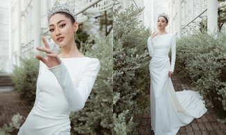 Ngắm Hoa hậu chân dài 1m22 Lương Thùy Linh khoe nhan sắc lộng lẫy trong trang phục váy cưới